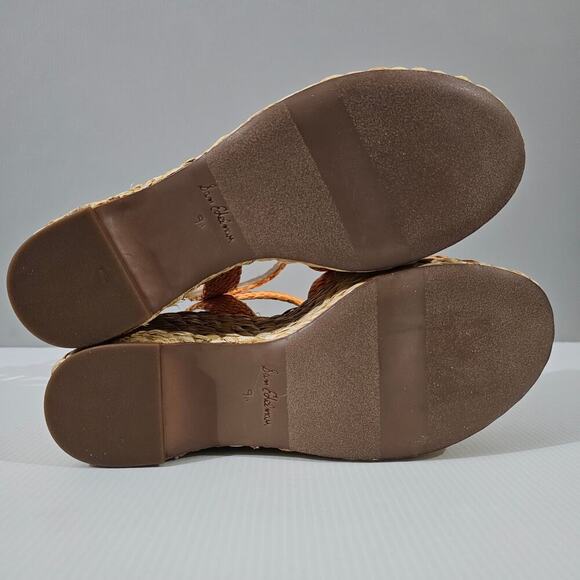 Sam Edelman April Espadrille Wedge Sandal Womens 9.5 Raffia Orange Platform NEW - Picture 11 of 13